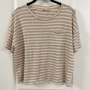 Faherty Tan and White Striped Top